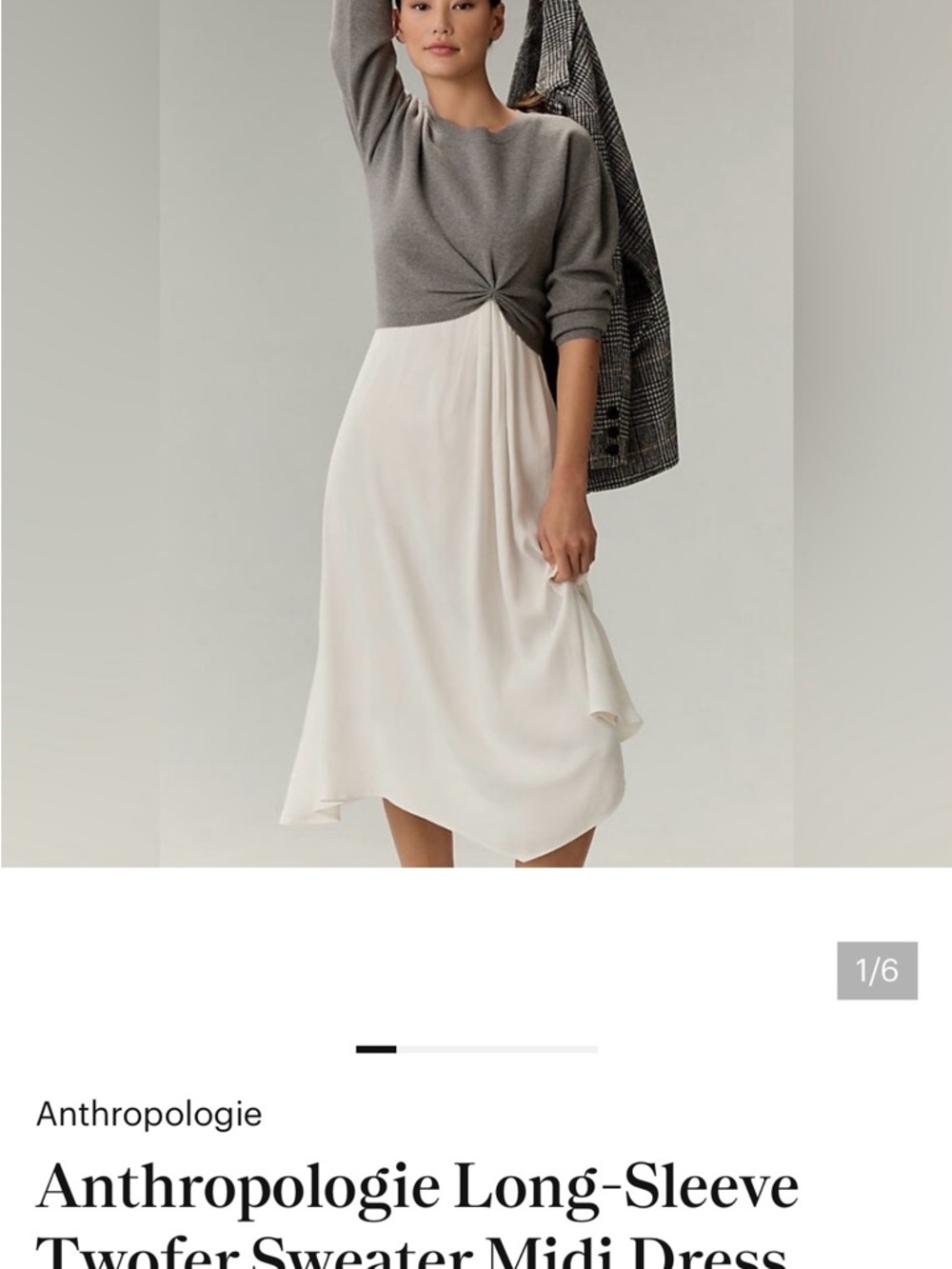 Anthropologie Twofer Midi Dress - Cream & Gray